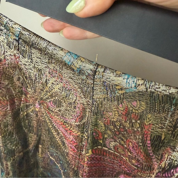 Trina Turk Siya Metallic Silk Butterfly Patterned Wide Leg Pants 0 - Picture 9 of 11